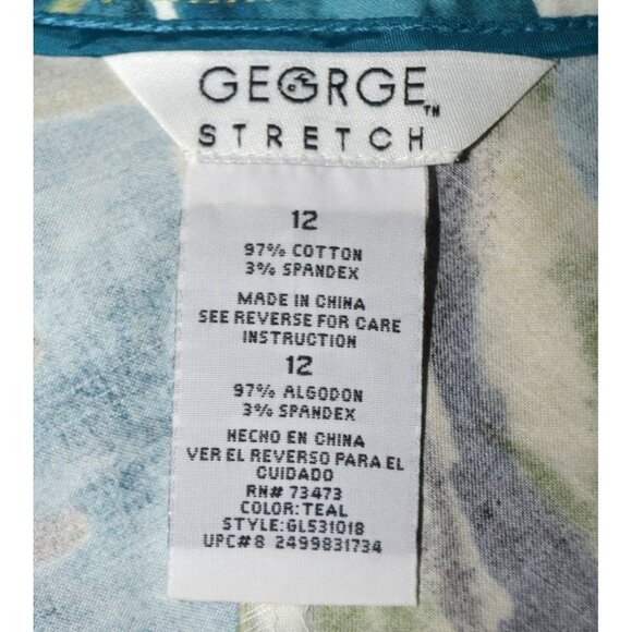 Vintage George Ladies Blue Green Floral A-Line Knee Length Skirt Size 12 Casual - Picture 7 of 8